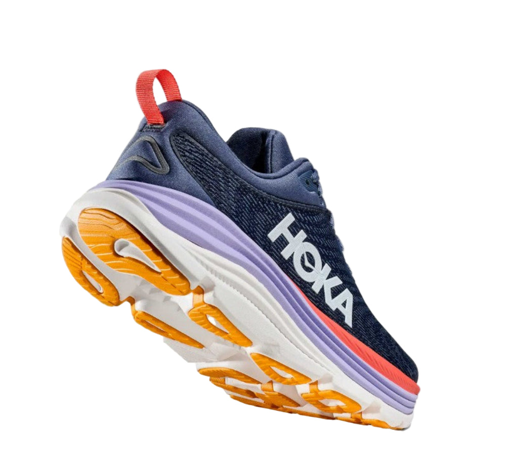 Hoka Gaviota 5 Women Cushioned Runing Shoes, Anchor/Grapefruit