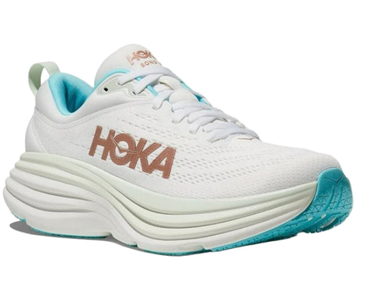 Hoka Women's Bondi 8 Sneaker, Frost/Rose Gold