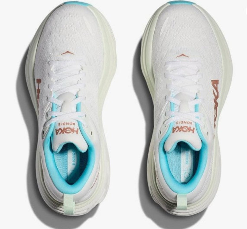 Hoka Women's Bondi 8 Sneaker, Frost/Rose Gold