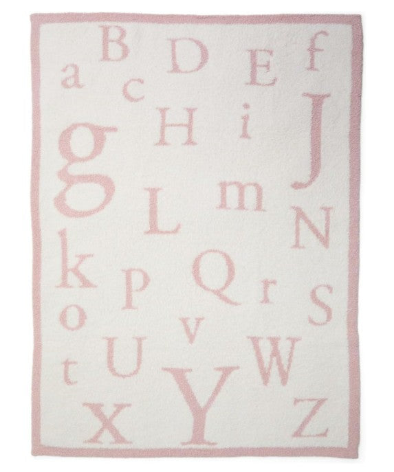 Barefoot Dreams Unisex CozyChic ABC Blanket Dusty Rose/Cream Baby