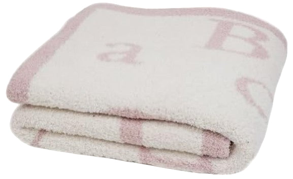 Barefoot Dreams Unisex CozyChic ABC Blanket Dusty Rose/Cream Baby