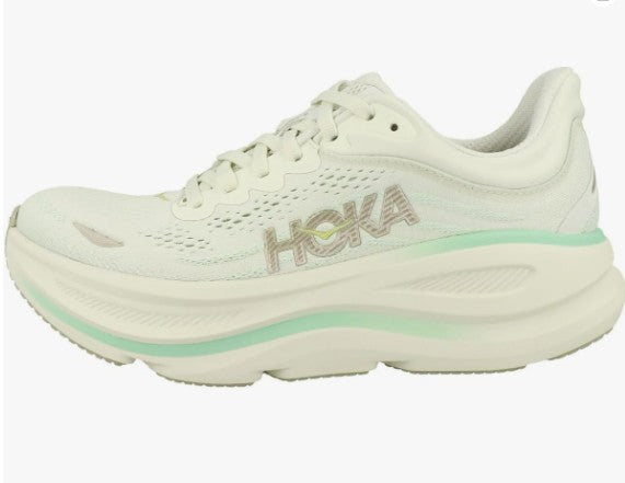 Hoka Bondi 9 Women Cushioned Runing Shoes, Truffle Salt/Sea Glass - Ndoros