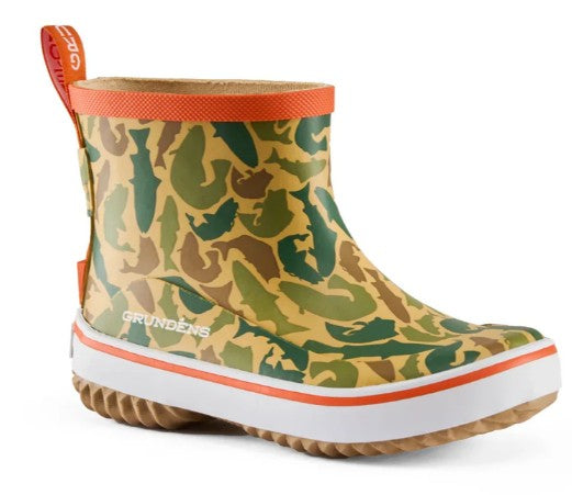 Grundens Kid's Guppy Rain Boots Waterproof, Fish Camo - Ndoros