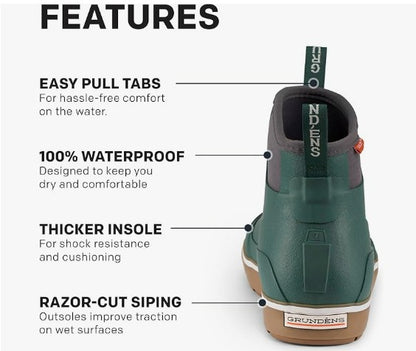 Grundens Women's Deck-Boss Ankle Boot Waterproof, Pine - Ndoros