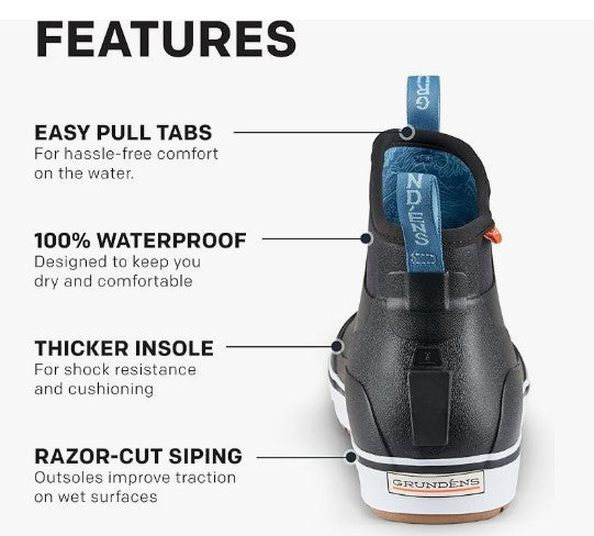 Grundens Women's Deck-Boss Ankle Boot Waterproof, Black - Ndoros