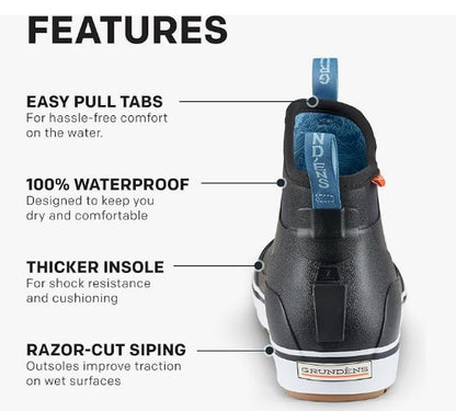 Grundens Women's Deck-Boss Ankle Boot Waterproof, Black - Ndoros