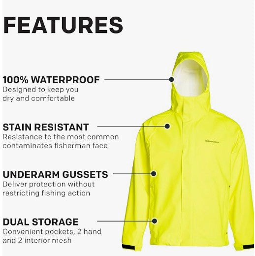 Grundens Men’s Neptune Jacket, Adjustable, Hi Vis Yellow - Ndoros