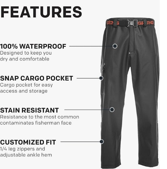 Grundens Men’s Neptune  Pants, Black - Ndoros