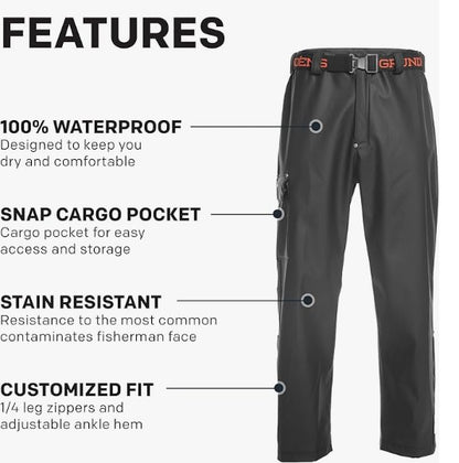 Grundens Men’s Neptune  Pants, Black - Ndoros