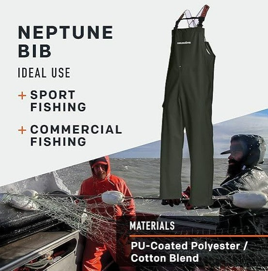Grundens Men’s Neptune Bib Pants, Green - Ndoros