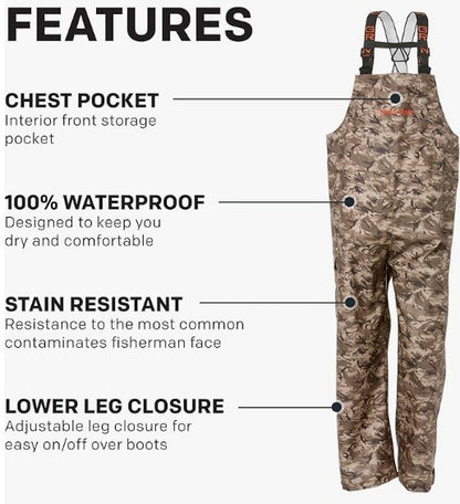 Grundens Men’s Neptune Bib Pants, Refraction Camo Stone - Ndoros