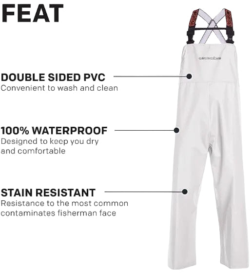 Grundens Men’s Shoreman Bib Pants, White - Ndoros