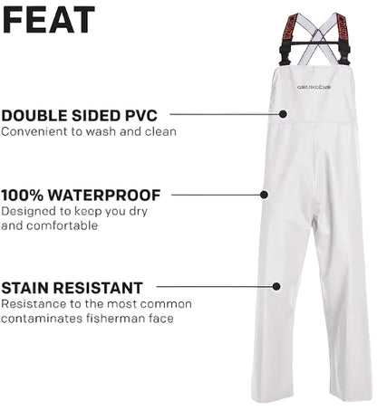 Grundens Men’s Shoreman Bib Pants, White - Ndoros