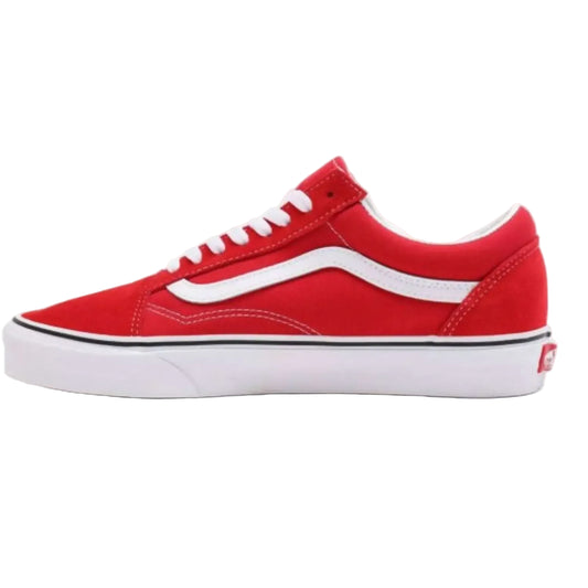 Vans Unisex Old Skool Low Top  Sneakers, Red/True White, Classic Low-Top Skate Shoes
