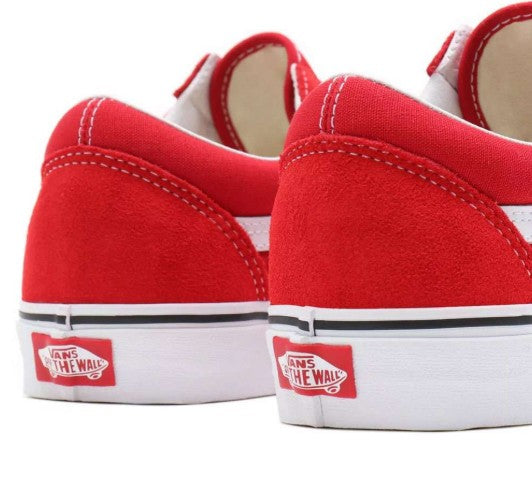 Vans Unisex Old Skool Low Top  Sneakers, Red/True White, Classic Low-Top Skate Shoes