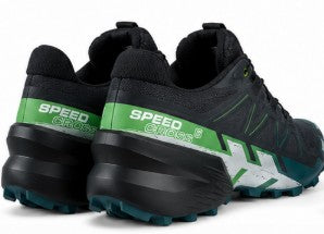 Salomon Mens Speedcross 6 Hiking Shoes, Carbon/Tahitian Tide/White