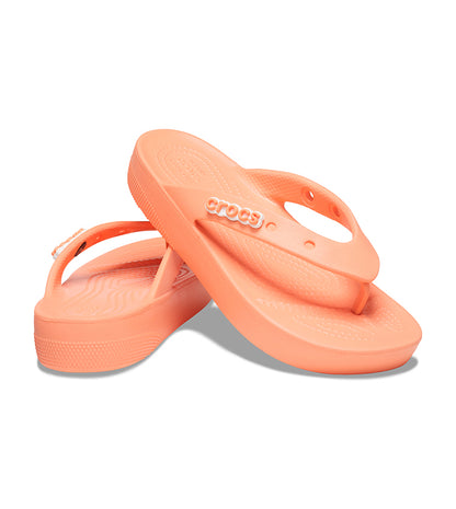 Crocs Women's Classic Flip Flops Platform Sandals | Papaya - Ndoros