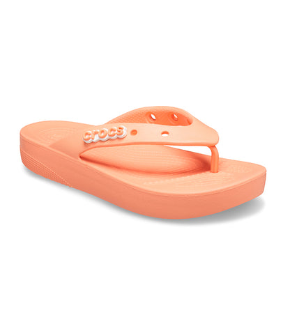 Crocs Women's Classic Flip Flops Platform Sandals | Papaya - Ndoros