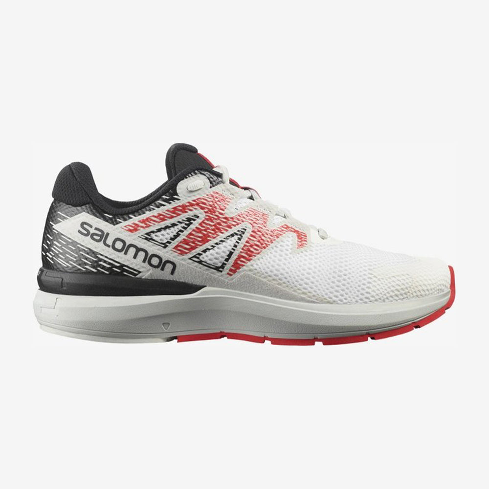Salomon Men's Sonic 5 Confidence Trail Running Shoe, White/Red