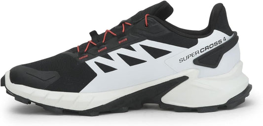 Salomon Supercross 4 Trail Running Shoes Mens Sz 8 Black/White/Fiery Red