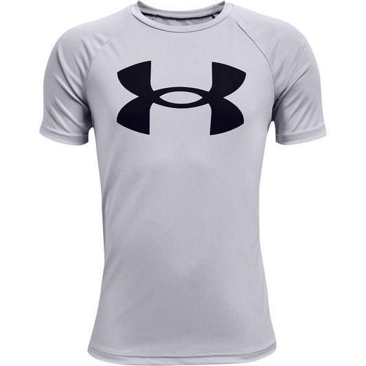 Under Armour Boys Logo Short Sleeve Tee Shirt, Mod Gray Light Heather /Black