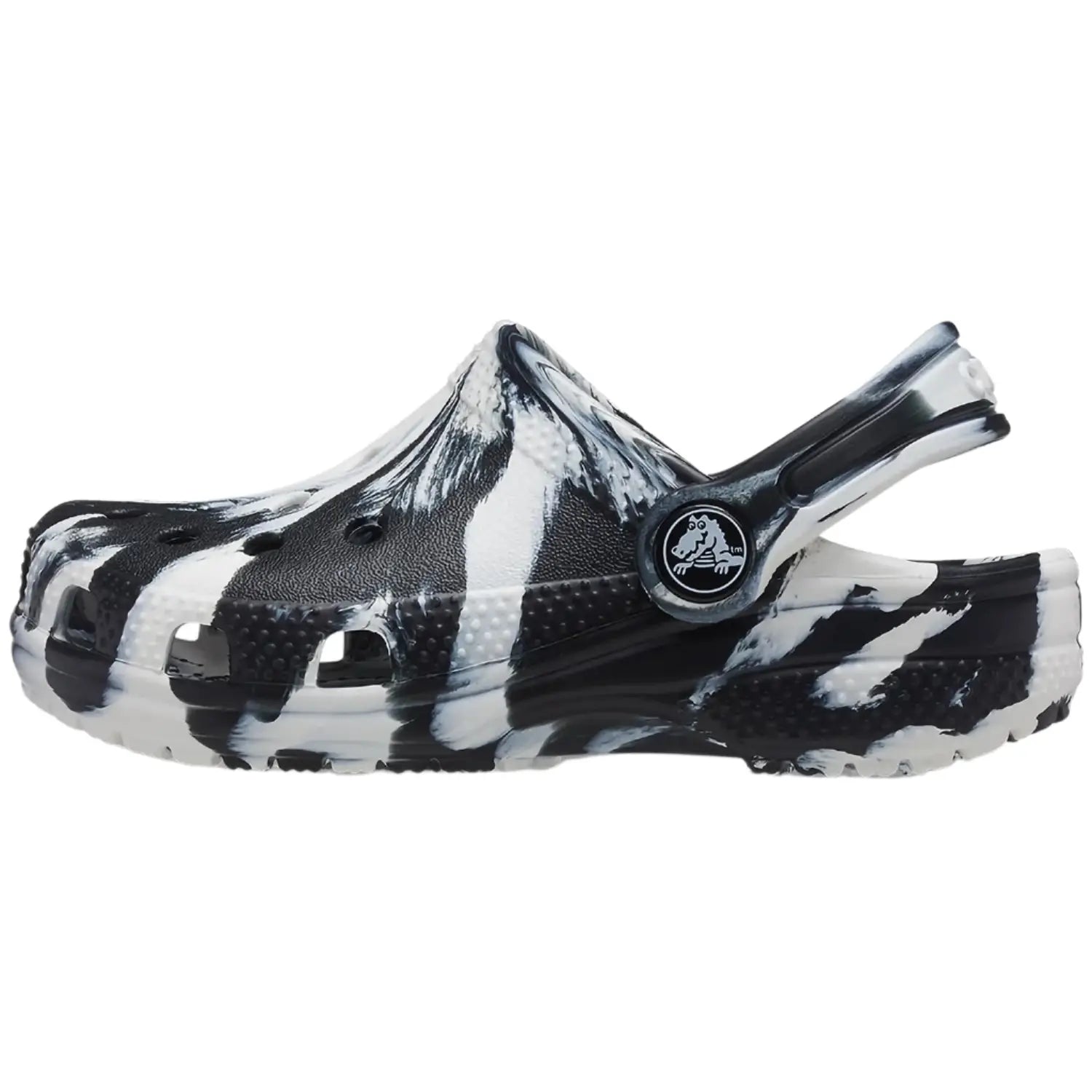 Crocs Classic Marbled Clog for Kids – Black/White - Ndoros