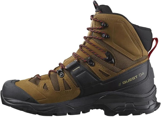 Salomon Quest 4 Gore-TEX Hiking Boots for Men, Rubber/Black/Fiery/Red, 9.5 US