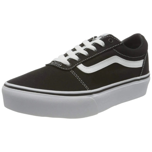 Vans Girls Low-Top Trainer Canvas Sneakers, Black/White
