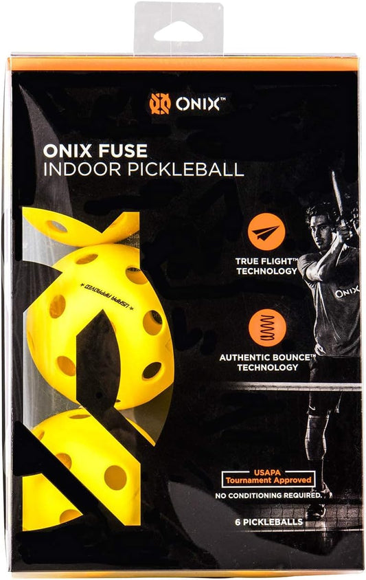 Onix Fuse Indoor Pickleballs (Yellow, 6-Pack) - Ndoros