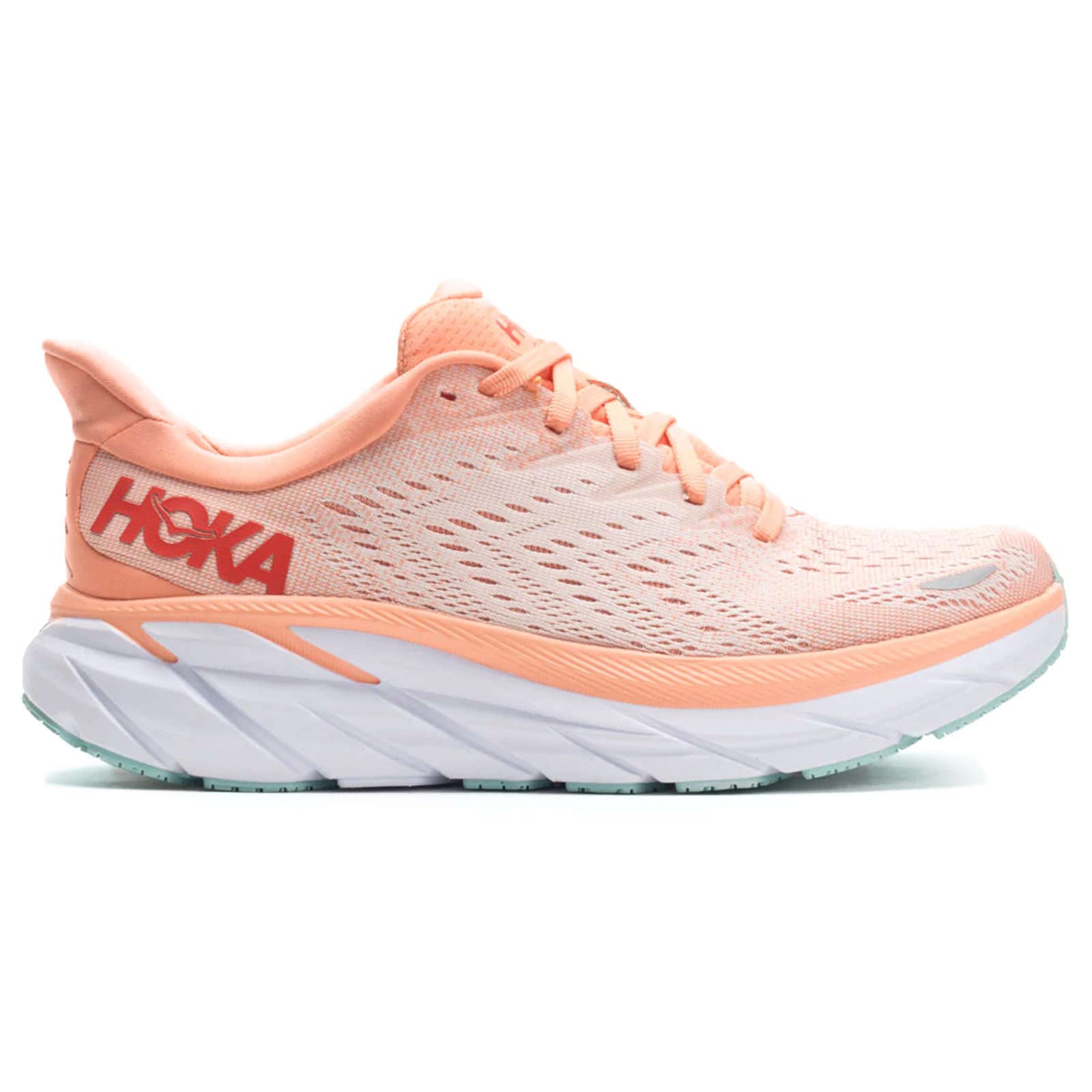 HOKA ONE Women's Clifton 8 shoe | Light Orange, Pink - Ndoros