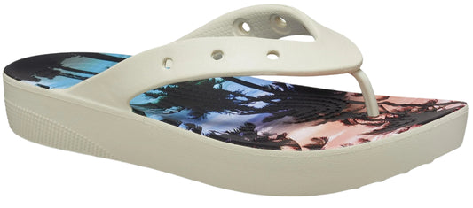 Crocs Women's Classic Platform Flip Flops – Bone/Multi Color Sandals