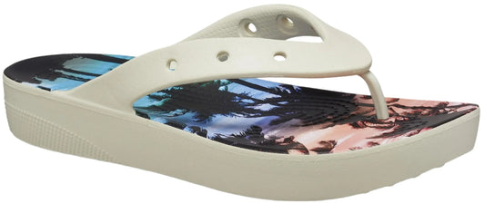 Crocs Women's Classic Platform Flip Flops – Bone/Multi Color Sandals