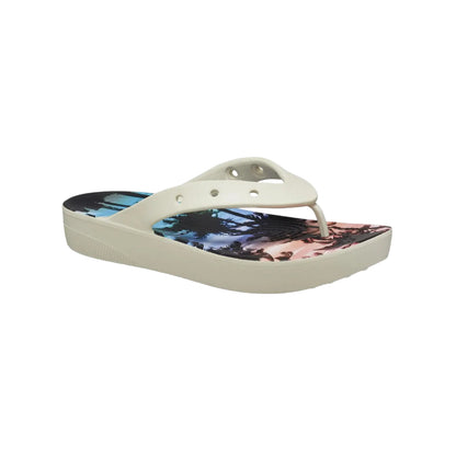 Crocs Women's Classic Platform Flip Flops – Bone/Multi Color Sandals