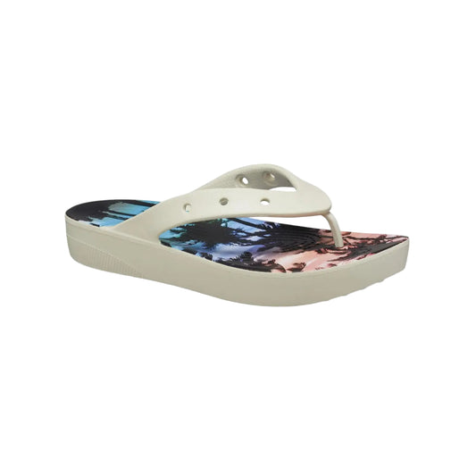 Crocs Women's Classic Platform Flip Flops – Bone/Multi Color Sandals