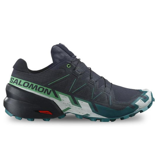 Salomon Mens Speedcross 6 Hiking Shoes, Carbon/Tahitian Tide/White