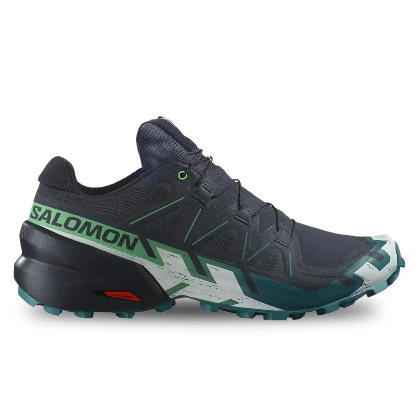 Salomon Mens Speedcross 6 Hiking Shoes, Carbon/Tahitian Tide/White