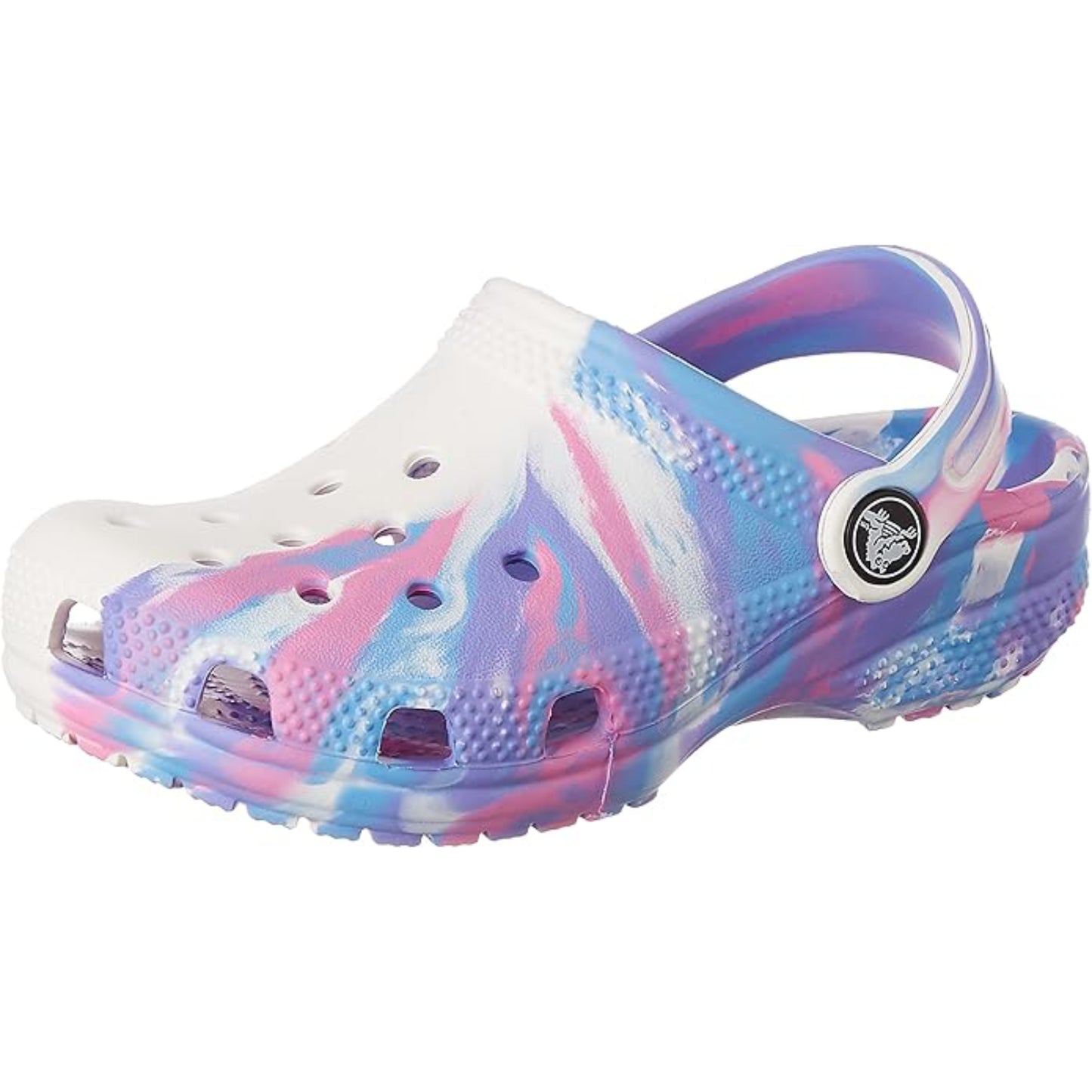 Crocs Unisex-Child Classic Marbled Tie-dye Clog | White/Pink - Ndoros