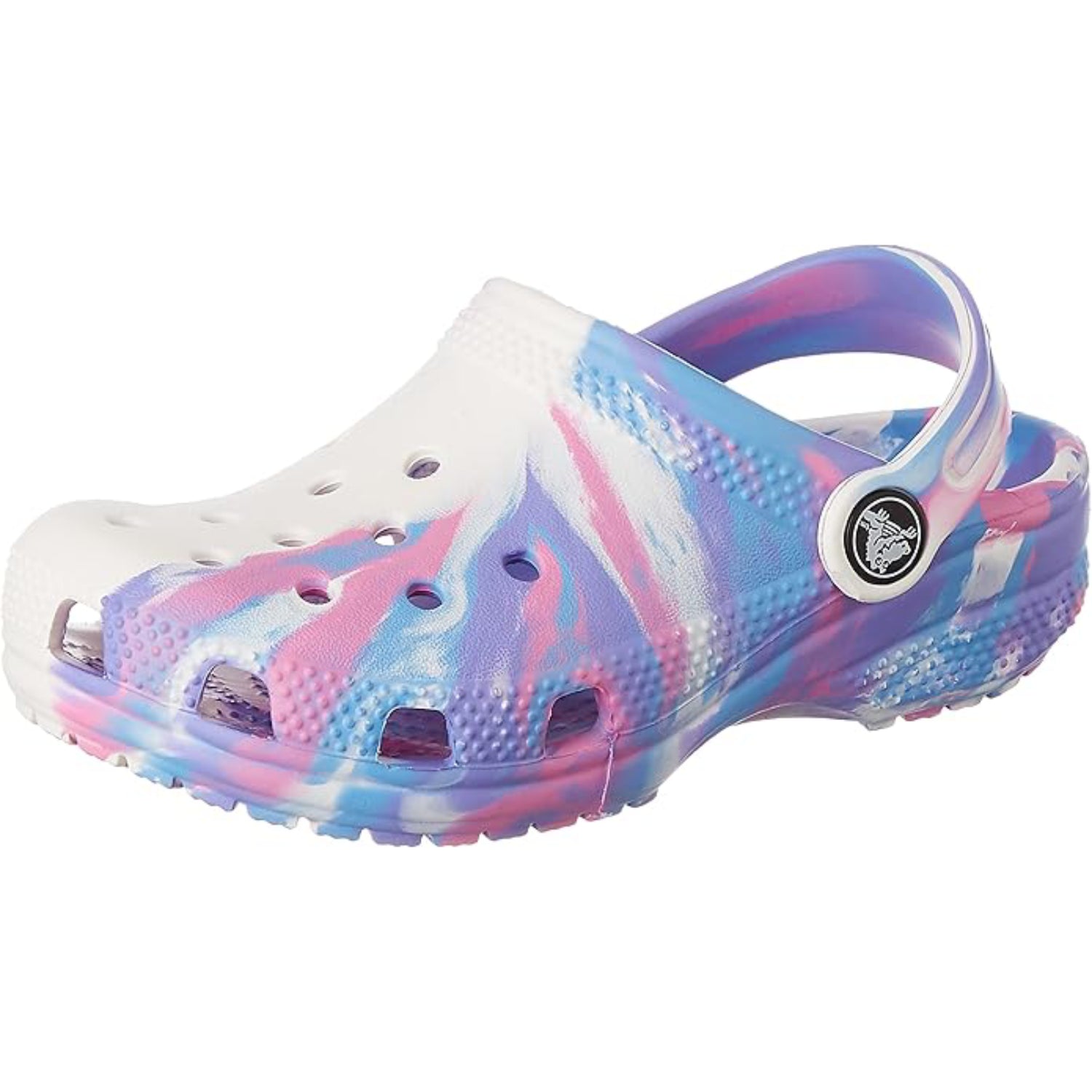 Crocs Unisex-Child Classic Marbled Tie-dye Clog | White/Pink - Ndoros