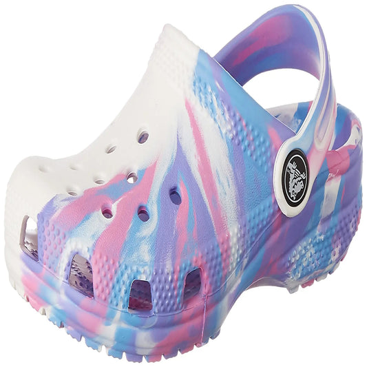 Crocs Classic Marbled Clog K White/Pink Kids