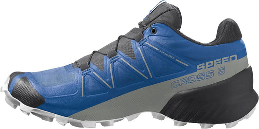Salomon Speedcross 5 Trail Running Shoes for Men, Skydiver/Black/White, 8