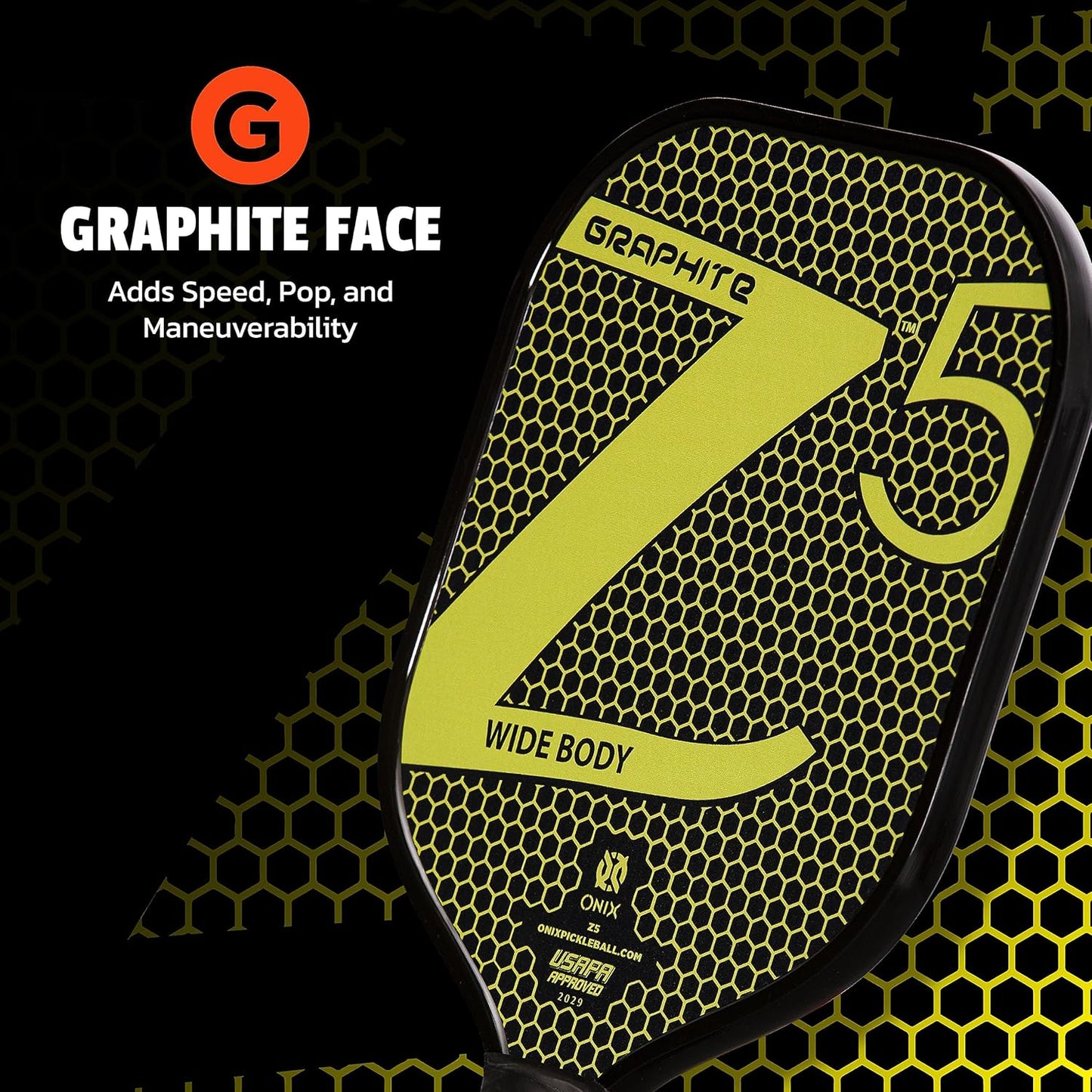 Onix Graphite Z5 Pickleball Paddles, Grip 4 1/4 inches | Yellow