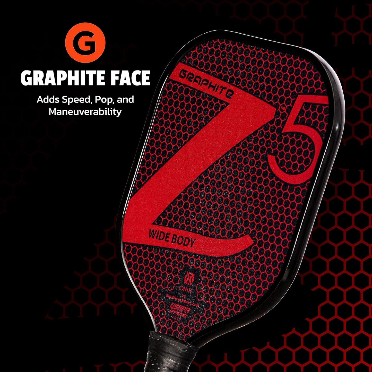 Onix Graphite Z5 Pickleball Paddles Racquet, Grip 4 1/4 inches | Red