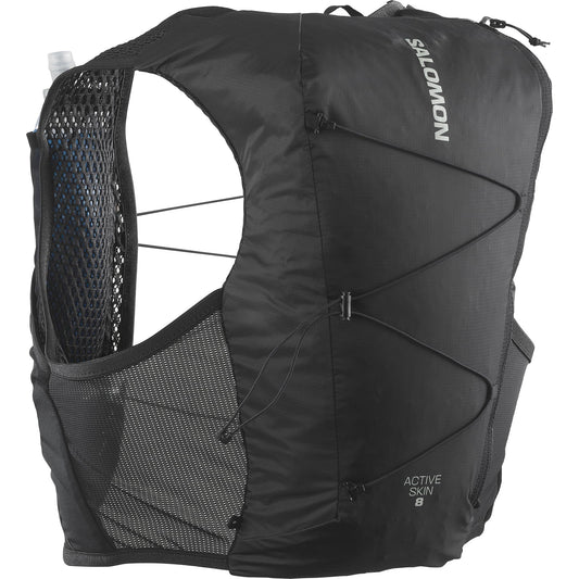 Salomon Unisex Active Skin 8, Hydration & Storage Vest with 500ml Flasks Included - Black / Metal