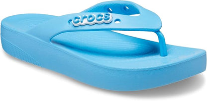 Crocs Women's Classic Platform Flip Flops – Lightweight Cushioned, Oxygen - Ndoros
