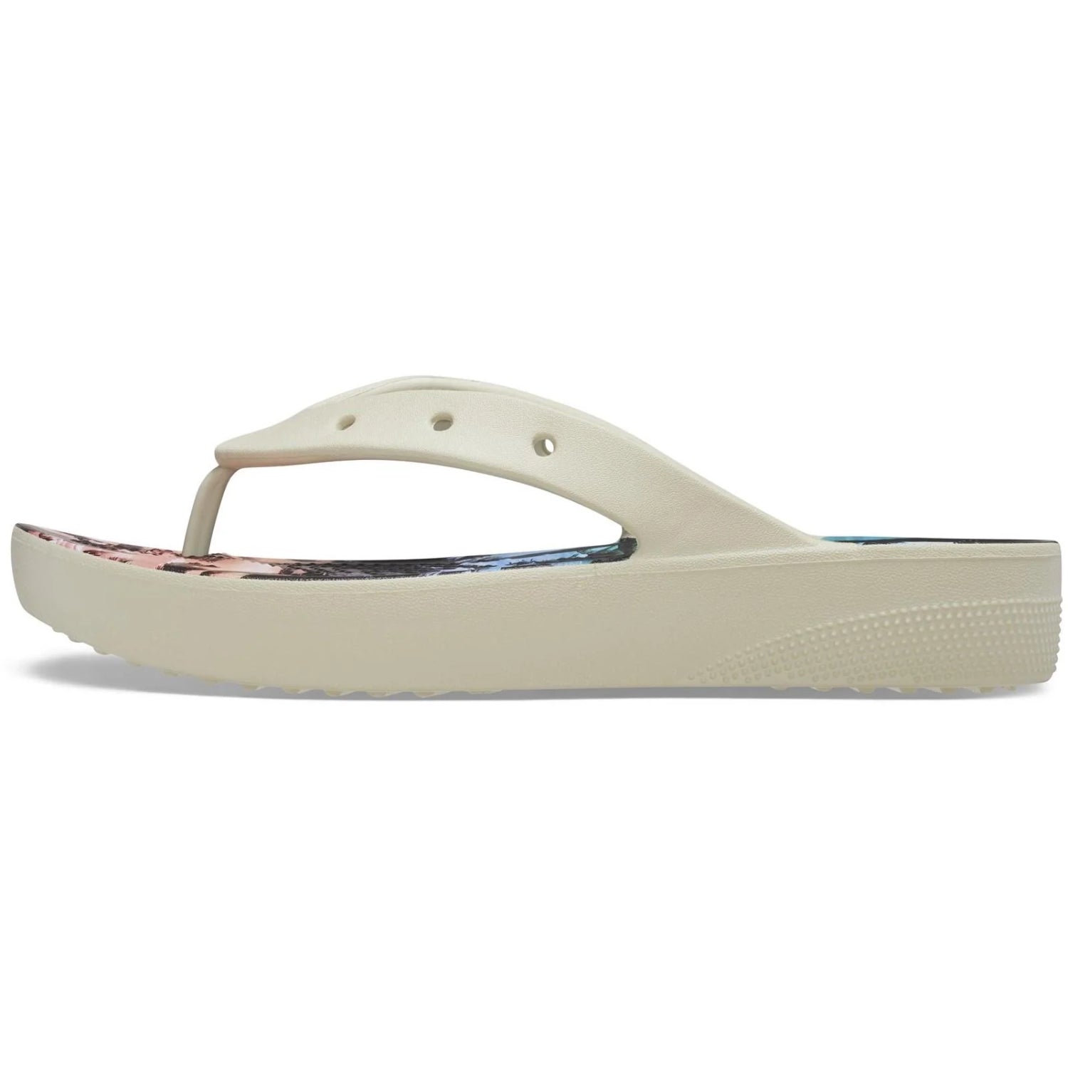 Crocs Women's Classic Flip Flops, Platform Sandals, Bone/Multi - Ndoros