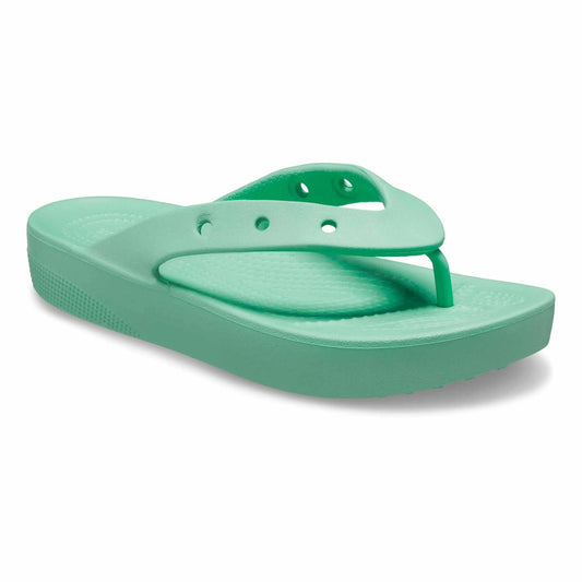 Crocs Women's Classic Flip Flops, Platform Sandals, Jade Stone