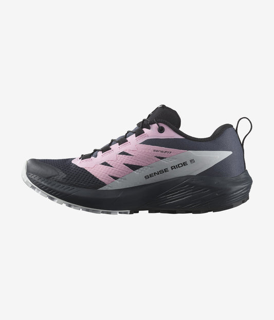 Chaussures de course sur sentier Salomon Sense Ride 5 pour femmes, noir/rose