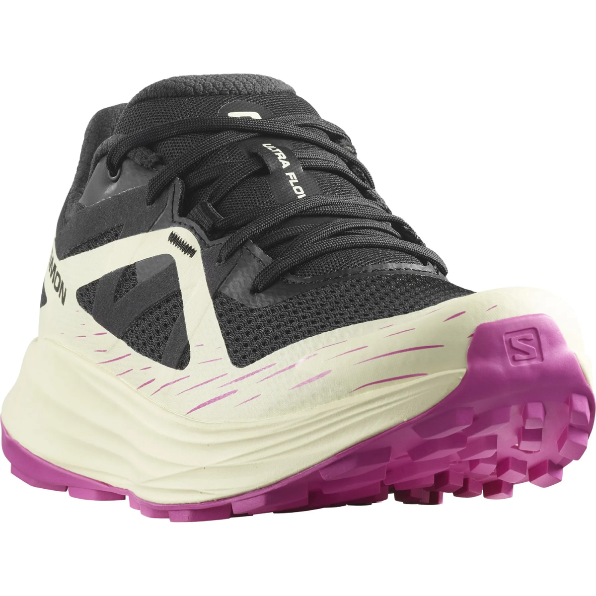 Salomon Women's Ultra Flow Trail Running Shoes - Black / Transparent Yellow / Rose Violet - Ndoros