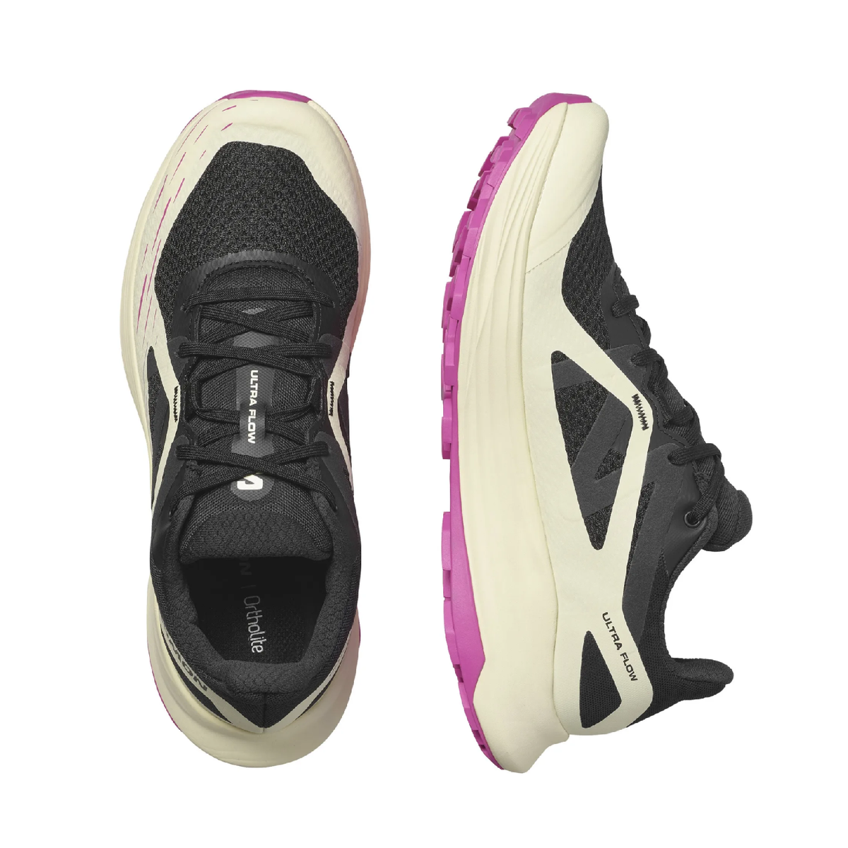 Salomon Women's Ultra Flow Trail Running Shoes - Black / Transparent Yellow / Rose Violet - Ndoros