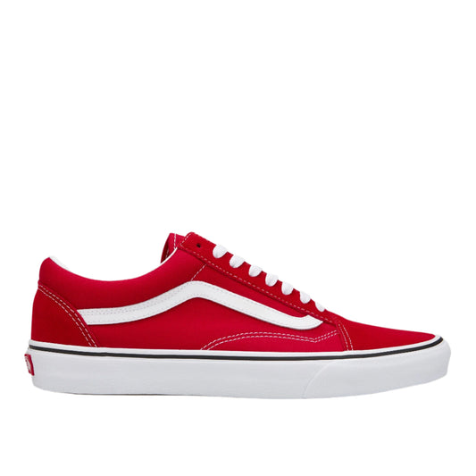 Vans Unisex Old Skool Low Top  Sneakers, Red/True White, Classic Low-Top Skate Shoes